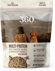 360 Pet Nutrition Multi-Protein Grain-Free Adult Raw Freeze-Dried Dog Food, 16-oz bag