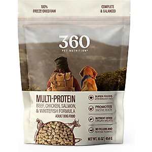 360 Pet Nutrition Multi-Protein Grain-Free Adult Raw Freeze-Dried Dog Food, 16-oz bag