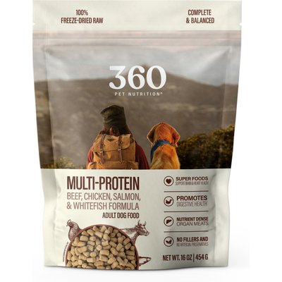 360 Pet Nutrition 360 Pet Nutrition Multi-Protein Grain-Free Adult Raw Freeze-Dried Dog Food, 16-oz bag