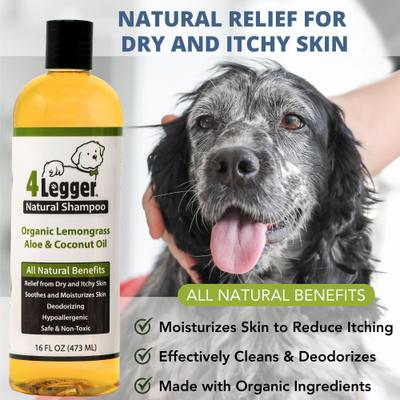 Show full view: 4-Legger Organic, Hypo-Allergenic, Lemongrass & Aloe Dog Shampoo, 16-fl oz bottle slide 5 of 12