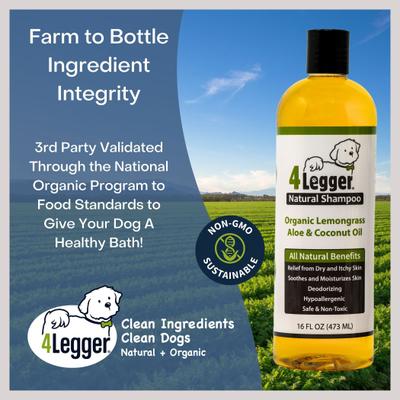 Show full view: 4-Legger Organic, Hypo-Allergenic, Lemongrass & Aloe Dog Shampoo, 16-fl oz bottle slide 10 of 12