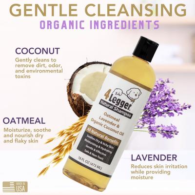 Show full view: 4-Legger Organic Oatmeal, Aloe & Lavender Dog Shampoo, 16-fl oz bottle slide 2 of 10
