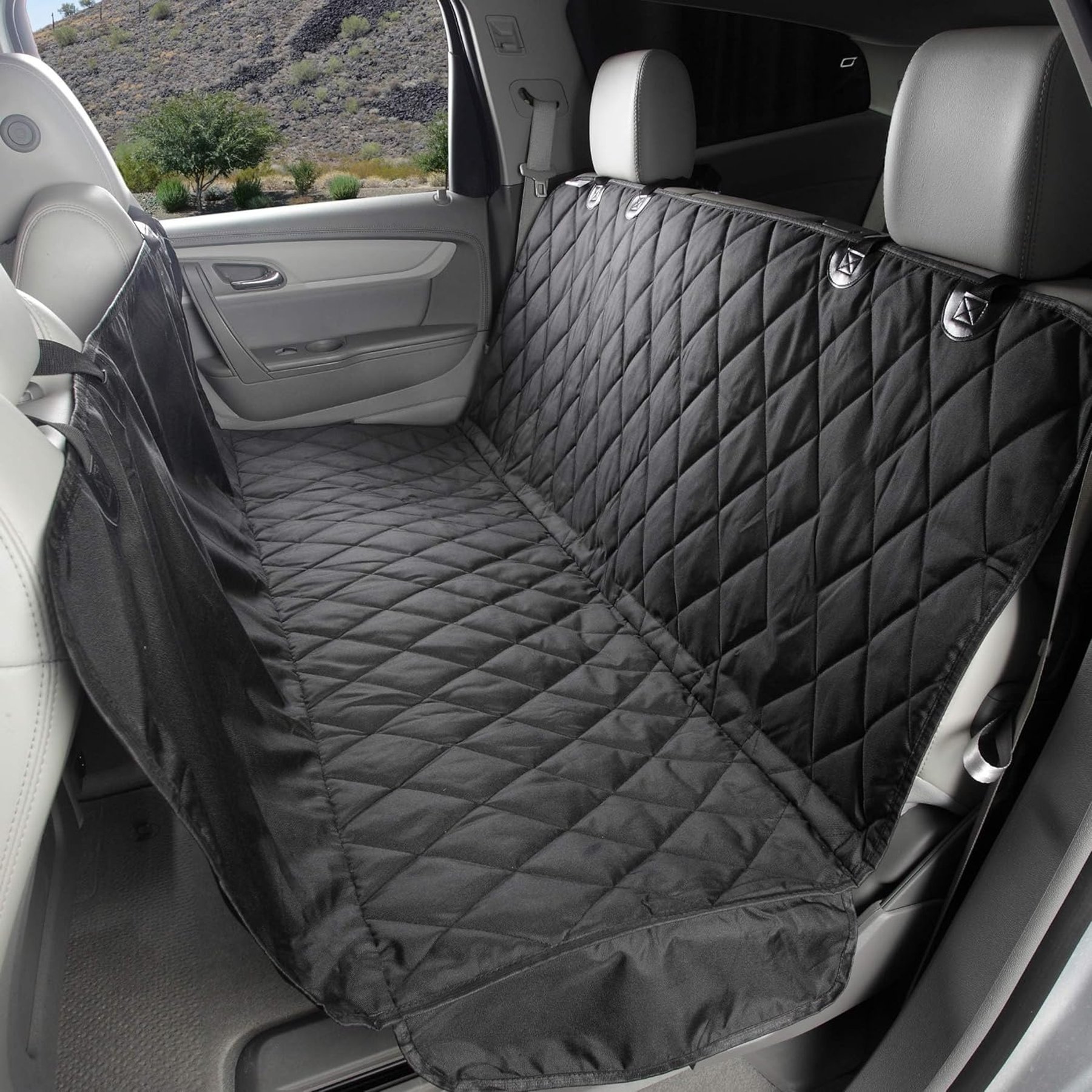 4Knines Rear Bench Seat Cover with Hammock, Black, X-Large