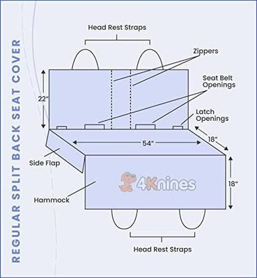 Show full view: 4Knines Split Rear Seat Cover with Hammock, Black, Regular slide 5 of 11