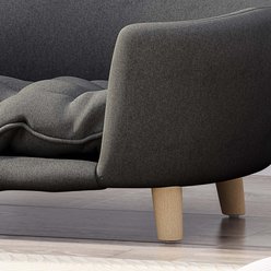 8VR Elevated Easy Assembly Plush Fabric Novelty Furniture Style Sofa Couch Dog Bed with Rubber Wood Legs & Supportive Foam, Small, Dark Gray slide 2 of 9