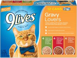 9 Lives Gravy Favorites Variety Pack Canned Cat Food, 5.5-oz, case of 12