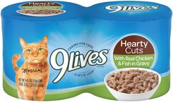 9 Lives Hearty Cuts with Real Chicken & Fish In Gravy Wet Cat Food, 5.5-oz can, case of 4