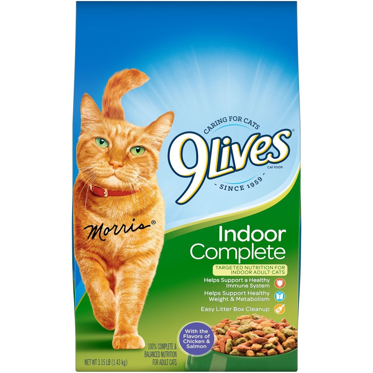 9 Lives Indoor Essentials Adult Chicken & Salmon Dry Cat Food, 3.15-lb bag
