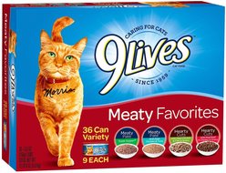 9 Lives Meaty Favorites Variety Pack Canned Cat Food, 5.5-oz, case of 36