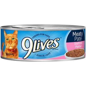 9 Lives Meaty Pate Seafood Platter Wet Cat Food, 5.5-oz can, case of 24
