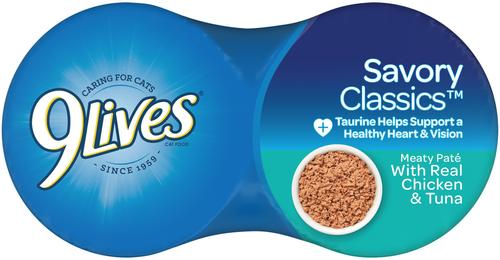 Show full view: 9 Lives Meaty Pate with Real Chicken & Tuna Wet Cat Food, 5.5-oz can, case of 4 slide 4 of 8