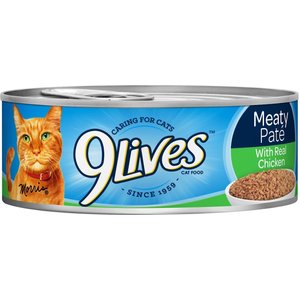 9 Lives Meaty Pate with Real Chicken Wet Cat Food, 5.5-oz can, case of 24
