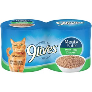 9 Lives Meaty Pate with Real Chicken Wet Cat Food, 5.5-oz can, case of 4
