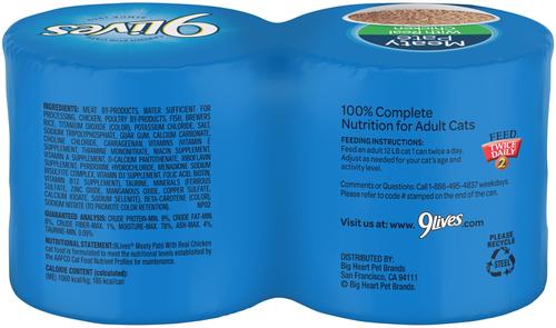 Show full view: 9 Lives Meaty Pate with Real Chicken Wet Cat Food, 5.5-oz can, case of 4 slide 3 of 9