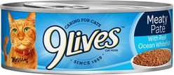 9 Lives Meaty Pate with Real Ocean Whitefish Canned Cat Food, 5.5-oz, case of 24