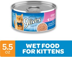9 Lives Meaty Pate with Real Ocean Whitefish & Tuna Pate Wet Kitten Food, 5.5-oz can, case of 24 slide 2 of 6