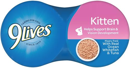 Show full view: 9 Lives Meaty Pate with Real Ocean Whitefish & Tuna Pate Wet Kitten Food, 5.5-oz can, case of 4 slide 5 of 8