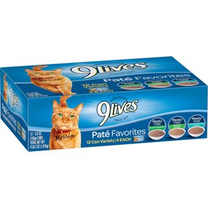 9 Lives Pate Favorites Variety Pack Canned Cat Food, 5.5-oz, case of 12