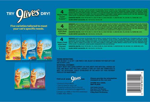 Show full view: 9 Lives Pate Favorites Variety Pack Canned Cat Food, 5.5-oz, case of 12 slide 4 of 9