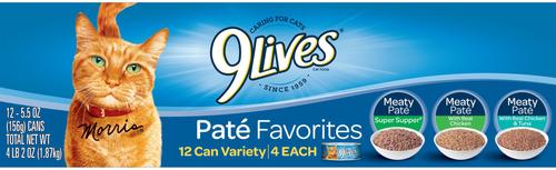 Show full view: 9 Lives Pate Favorites Variety Pack Canned Cat Food, 5.5-oz, case of 12 slide 6 of 9