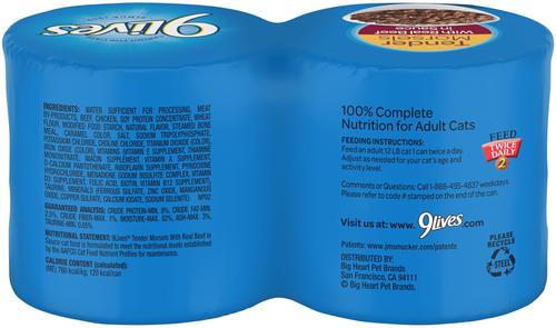 Show full view: 9 Lives Tender Morsels with Real Beef In Sauce Wet Cat Food, 5.5-oz can, case of 4 slide 3 of 9
