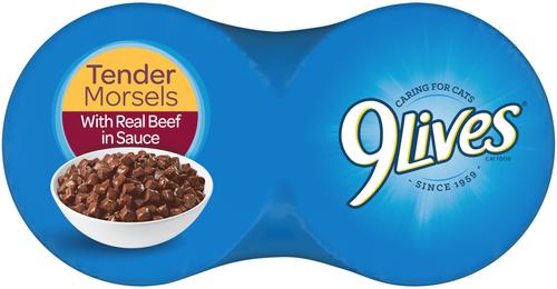 Show full view: 9 Lives Tender Morsels with Real Beef In Sauce Wet Cat Food, 5.5-oz can, case of 4 slide 4 of 9