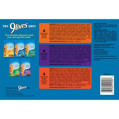 Show full view: 9 Lives Turkey Favorites Variety Pack Wet Cat Food, 5.5-oz can, case of 12 slide 5 of 7