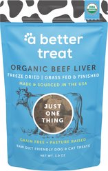 A Better Treat Organic Freeze-Dried 100% Grass Fed & Finished Beef Liver Dog & Cat Treats, 3-oz bag