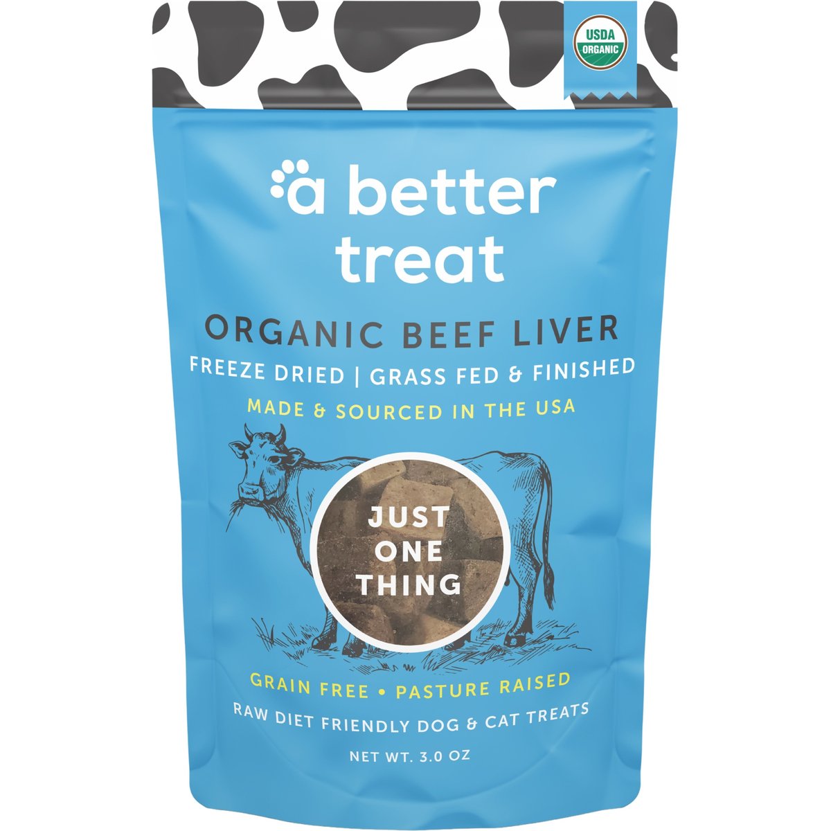 A Better Treat Organic Freeze-Dried 100% Grass Fed & Finished Beef Liver Dog & Cat Treats, 3-oz bag