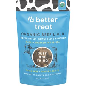 A Better Treat Organic Freeze-Dried 100% Grass Fed & Finished Beef Liver Dog & Cat Treats, 3-oz bag