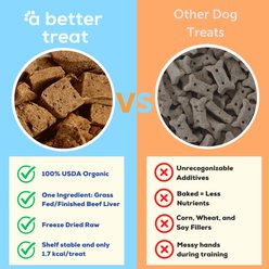 A Better Treat Organic Freeze-Dried 100% Grass Fed & Finished Beef Liver Dog & Cat Treats, 3-oz bag slide 2 of 6
