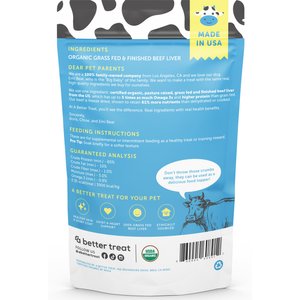 A Better Treat Organic Freeze-Dried 100% Grass Fed & Finished Beef Liver Dog & Cat Treats, 3-oz bag