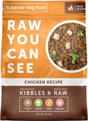 A Better Treat Raw You Can See Chicken Recipe High-Protein Kibble & Raw Freeze-Dried Dog Food, 15-lb bag