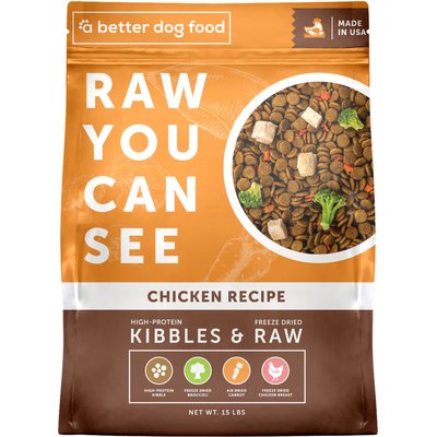 A Better Treat A Better Treat Raw You Can See Chicken Recipe High-Protein Kibble & Raw Freeze-Dried Dog Food, 15-lb bag