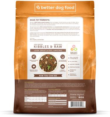 Show full view: A Better Treat Raw You Can See Chicken Recipe High-Protein Kibble & Raw Freeze-Dried Dog Food, 15-lb bag slide 6 of 10