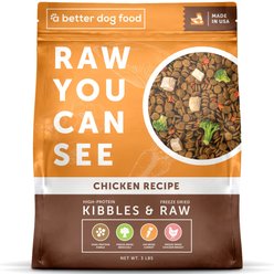 A Better Treat Raw You Can See Chicken Recipe High-Protein Kibble & Raw Freeze-Dried Dog Food, 3-lb bag slide 1 of 6