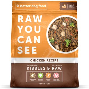 A Better Treat Raw You Can See Chicken Recipe High-Protein Kibble & Raw Freeze-Dried Dog Food, 3-lb bag