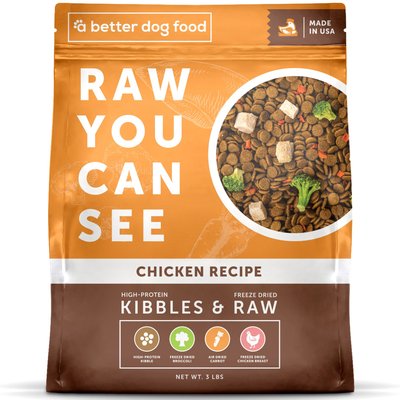 A Better Treat A Better Treat Raw You Can See Chicken Recipe High-Protein Kibble & Raw Freeze-Dried Dog Food, 3-lb bag