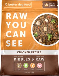 A Better Treat Raw You Can See Chicken Recipe High-Protein Kibble & Raw Freeze-Dried Dog Food, 4-lb bag