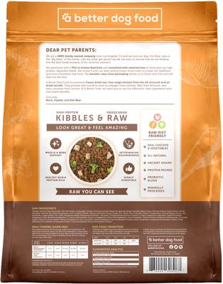 Show full view: A Better Treat Raw You Can See Chicken Recipe High-Protein Kibble & Raw Freeze-Dried Dog Food, 4-lb bag slide 6 of 10