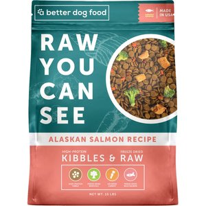 A Better Treat Raw You Can See Salmon Recipe High-Protein Kibble & Raw Freeze-Dried Dog Food, 15-lb bag