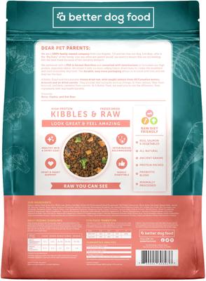 Show full view: A Better Treat Raw You Can See Salmon Recipe High-Protein Kibble & Raw Freeze-Dried Dog Food, 15-lb bag slide 6 of 10