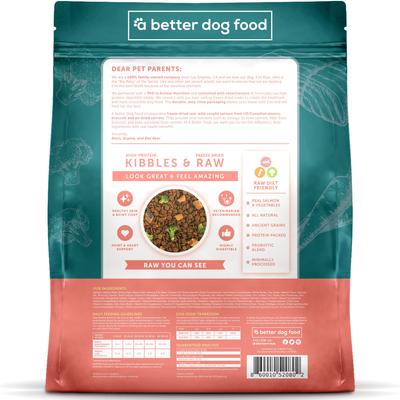 Show full view: A Better Treat Raw You Can See Salmon Recipe High-Protein Kibble & Raw Freeze-Dried Dog Food, 3-lb bag slide 6 of 10