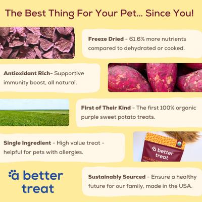 Show full view: A Better Treat Organic Freeze-Dried Sweet Potato Dog & Cat Treats, 2-oz bag slide 4 of 9