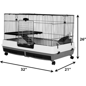 A&E Cage Company 26-in Deluxe 2-Tier Small Animal Cage, Black