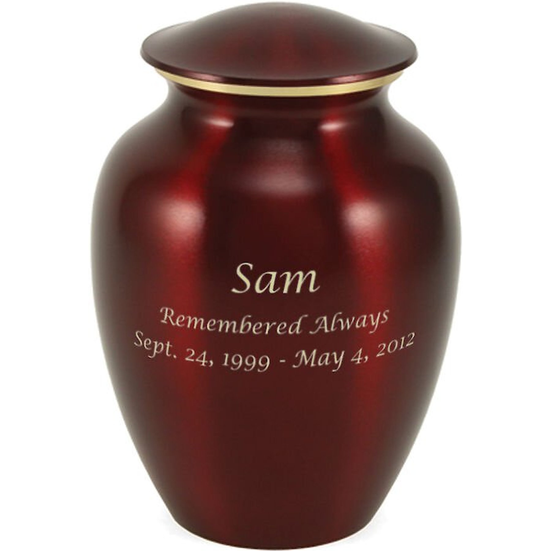 A Pet's Life Classic Brass Personalized Dog & Cat Urn, Crimson, Large