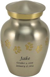 A Pet's Life Classic Paw Print Personalized Dog & Cat Urn, Pewter, Small