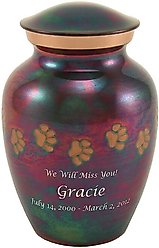 A Pet's Life Classic Paw Print Personalized Dog & Cat Urn, Raku, Medium