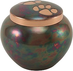 A Pet's Life Odyssey Paw Print Dog & Cat Urn, Raku/Copper, Medium