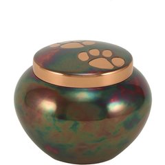 A Pet's Life Odyssey Paw Print Dog & Cat Urn, Raku/Copper, Small